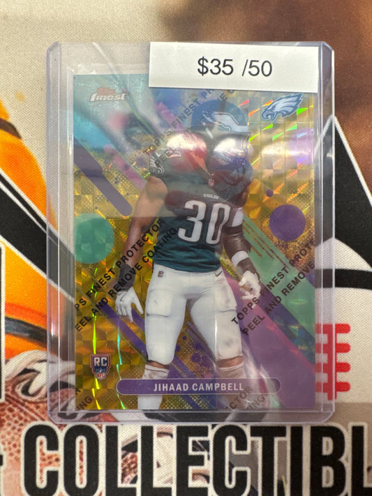 2025 Topps Finest NFL Jihaad Campbell Rookie Common Gold Geometric Refractor W/Coating