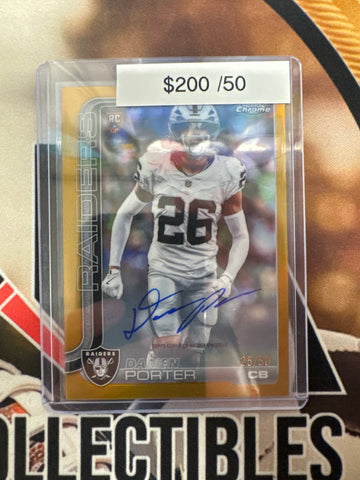 2025 Topps Chrome NFL Darien Porter Rookie Autograph Variation Gold Refractor /50