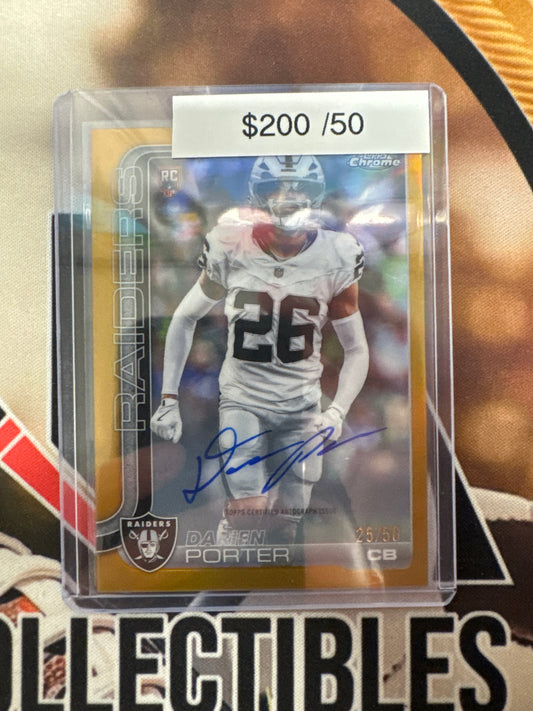 2025 Topps Chrome NFL Darien Porter Rookie Autograph Variation Gold Refractor /50
