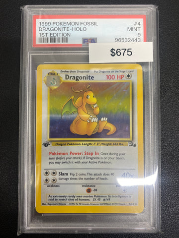 Pokémon 1st Edition Fossil Dragonite Holo PSA 9