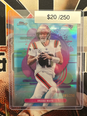 2025 Topps Finest NFL Drake Maye Uncommon Aqua Refractor /250