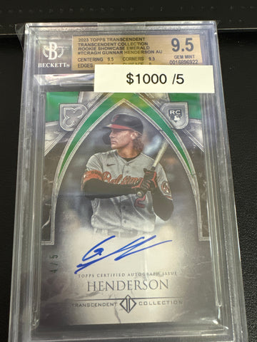 2023 Transcendent Gunnar Henderson auto /5 BGS 9.5