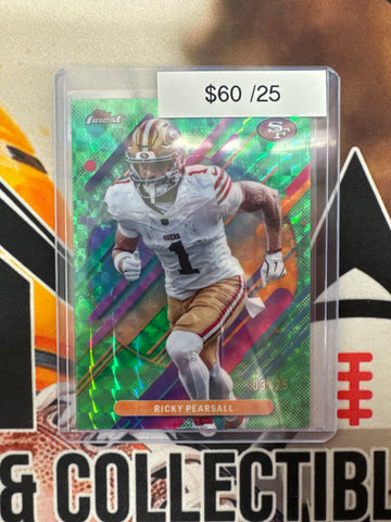 2025 Topps Finest NFL Ricky Pearsall Rare Green Geometric Refractor /25