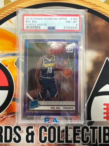 2019 Panini Donruss Optic NBA Bol Bol Rated Rookie Purple Shock PSA 8