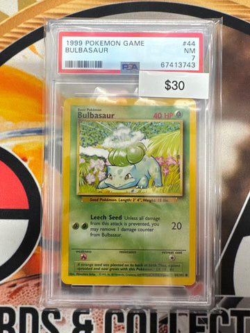 1999 Pokémon Game Base Set Bulbasaur 44/102 PSA 7