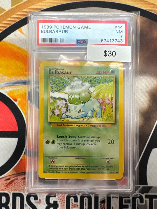 1999 Pokémon Game Base Set Bulbasaur 44/102 PSA 7