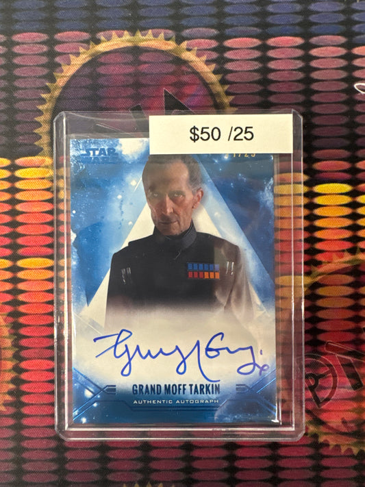 Topps Star Wars Stellar Signatures Guy Henry Voiced As Grand Moff Tarkin Blue Refractor Autograph /25