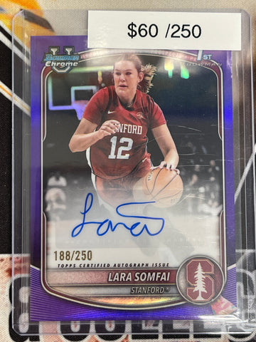 2025-26 Bowman Chrome Basketball Lara Somfai Purple Bowman 1st Auto /250