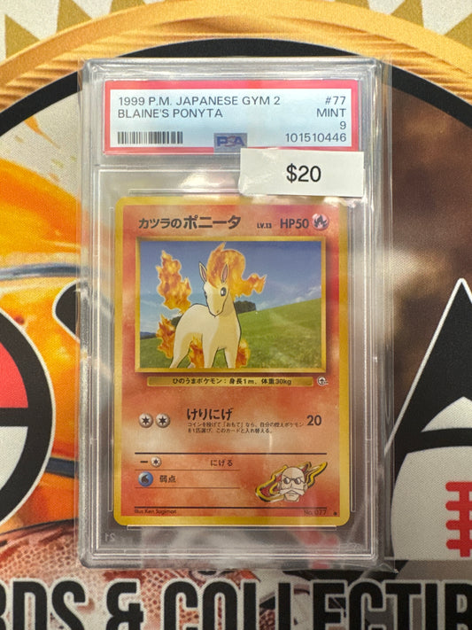 1999 Pokémon Japanese Gym 2 No. 077 Blaine’s Ponyta PSA 9