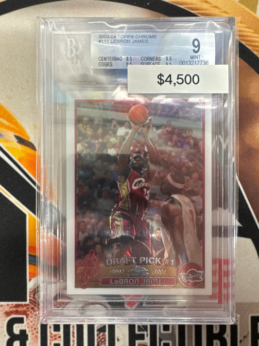 2003-04 Topps Chrome NBA LeBron James Draft Pick #1 Rookie BGS 9