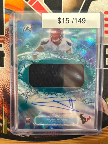 2025 Topps Resurgence NFL Jayden Higgins Radial Rookie Relic Autograph Teal Refractor /149