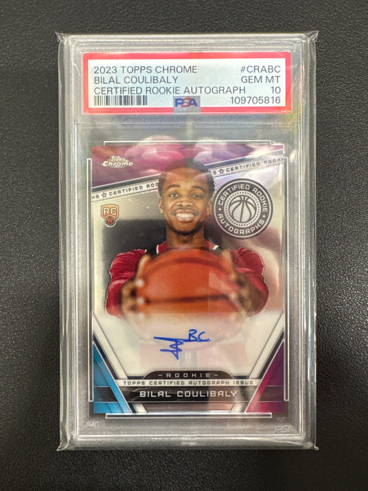 2023 Topps Chrome NBA Bilal Coulibaly Rookie Autograph PSA 10
