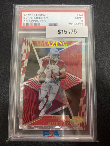 2022 Panini Illusions Kyler Murray Amazing Red /75 PSA 9