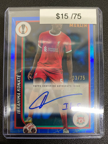 2024 Merlin Ibrahima Konaté Blue Refractor Auto /75