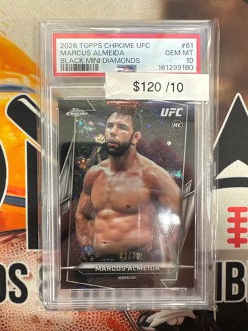 2026 Topps Chrome UFC Marcus Almeido Rookie Black Mini Diamonds Refractor /10 PSA 10