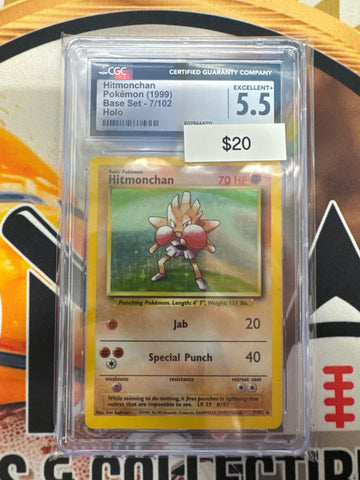 1999 Pokemon Hitmonchan 7/102 Holo CGC 5.5