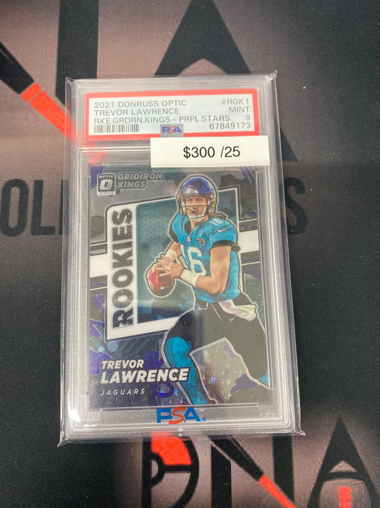 2021 NFL Trevor Lawrence Optic Rookie Gridiron Kings Purple Stars /25 PSA 9