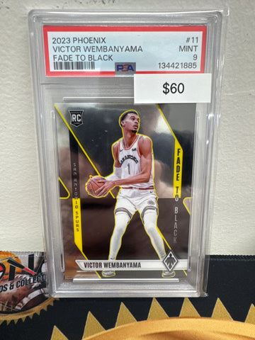2023 Panini Phoenix NBA Victor Wembanyama Rookie Fade To Black PSA 9