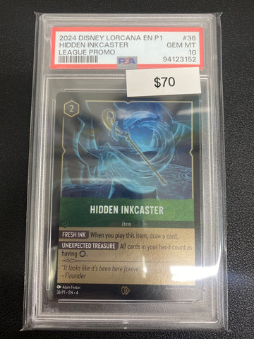 Disney Lorcana P1 League Promo Hidden Inkcaster PSA 10