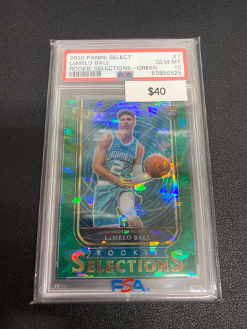 2020 Panini Select NBA LaMelo Ball Rookie Selections Green PSA 10