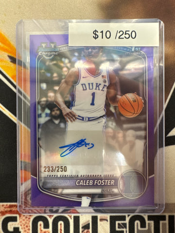 2025-26 Topps Bowman Chrome Basketball Caleb Foster 1st Bowman Autograph Purple Refractor /250
