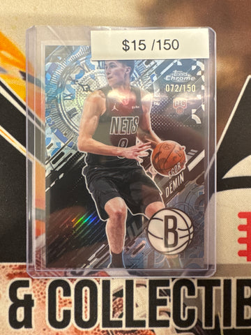 2026 Topps Chrome NBA Egor Demin Go Time Rookie Blue Refractor /150