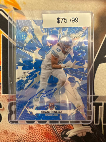 2026 Topps Resurgence NFL Isaac TeSlaa Rookie Autograph Blue Refractor /99