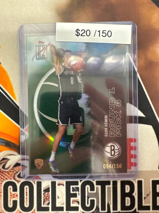 2026 Topps Signature Class NBA Egor Demin Rookie Green Chrome Refractor /150