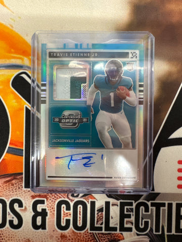 2021 Panini Contenders Optic NFL Travis Etienne Jr. Rookie Patch Auto Teal /50