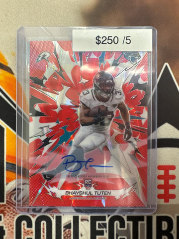 2026 Topps Resurgence NFL Bhayshul Tuten Rookie Autograph Red Wave Refractor /5