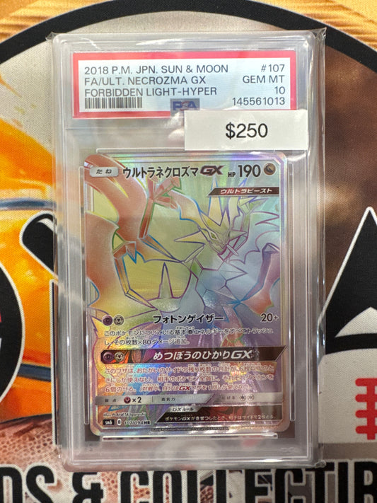 2018 Pokemon Japanese Sun & Moon Full Art Ult. Necrozma GX 107/094 Forbidden Light Hyper PSA 10