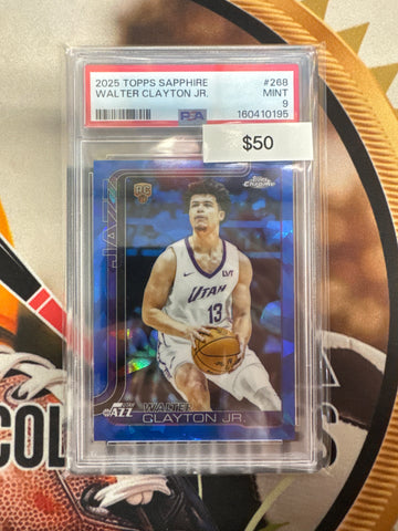 2025 Topps Chrome NBA Sapphire Walter Clayton Jr. Rookie PSA 9