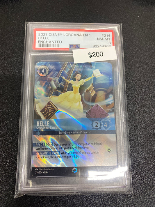 Disney Lorcana Belle EN 1 Enchanted 214/204 PSA 8