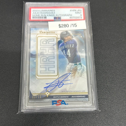 2023 Luminaries Julio Rodriguez home run kings auto /15 PSA 9