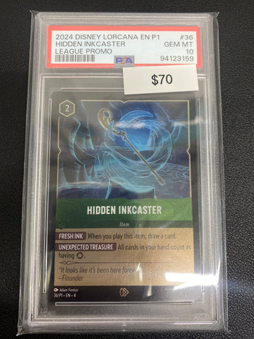 Disney Lorcana P1 League Promo Hidden Inkcaster PSA 10