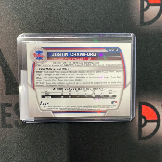 2023 Bowman Chrome 1st Justin Crawford Green Shimmer /99