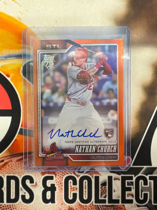 2026 Topps Series 1 MLB Nathan Church Rookie Autograph Orange Rainbow /25