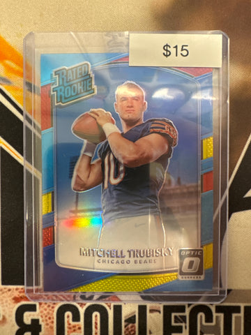 2017 Panini Donruss Optic Mitchell Trubisky Rated Rookie Red/Yellow Prizm