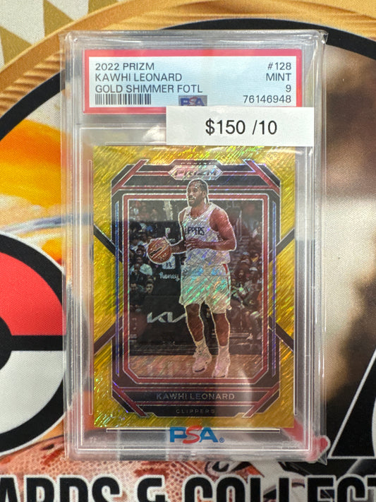 2022 Panini Prizm NBA Kawhi Leonard Gold Shimmer FOTL /10 PSA 9
