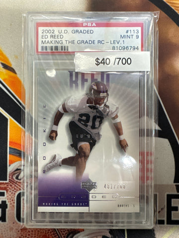 2002 Upper Deck Graded Ed Reed Making The Grade Rookie Level 1 /700 PSA 9