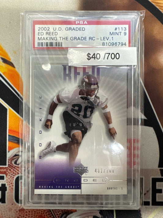 2002 Upper Deck Graded Ed Reed Making The Grade Rookie Level 1 /700 PSA 9