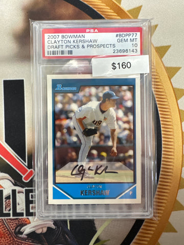 2007 Bowman Baseball Clayton Kershaw Draft Picks & Prospects PSA 10
