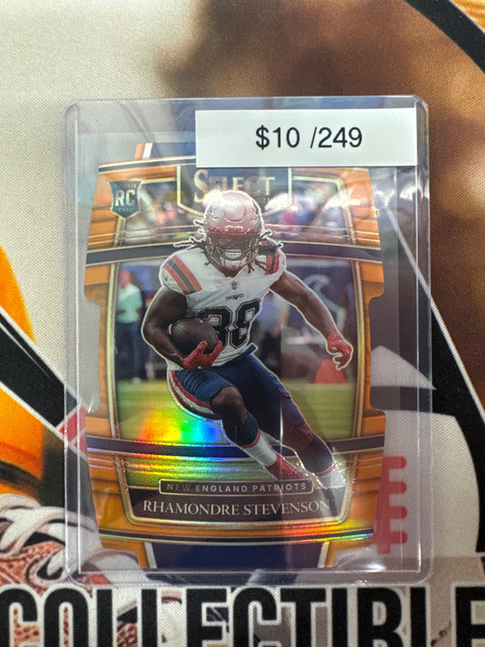 2021 Panini Select NFL Rhamondre Stevenson Rookie Die-Cut Orange Prizm Concourse /249