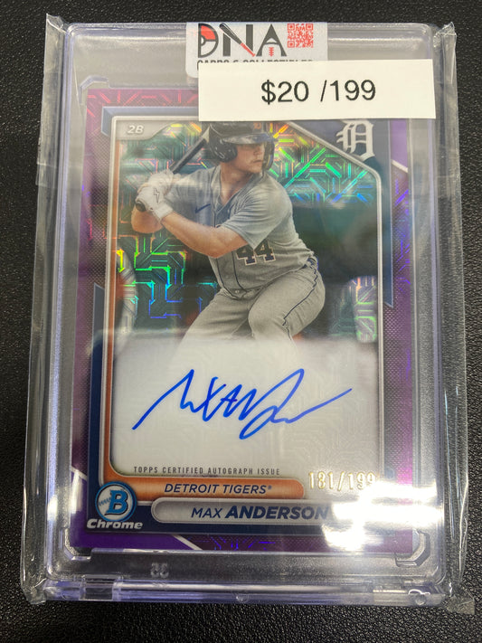 2024 Bowman Chrome Max Anderson Purple Mojo Auto /199