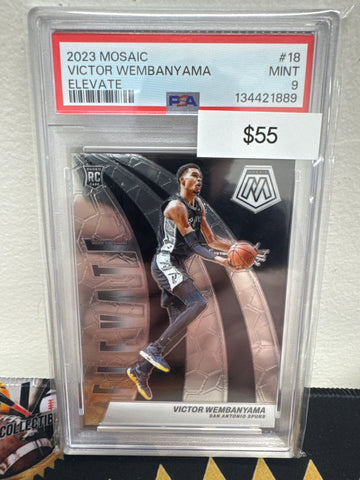 2023 Panini Mosaic NBA Victor Wembanyama Rookie Elevate PSA 9
