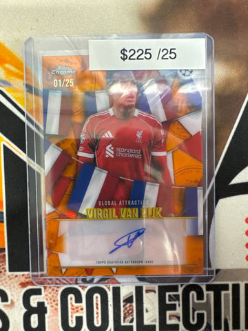 2026 Topps Chrome Champions League Virgil Van Dijk Global Attraction Autograph Orange Refractor /25