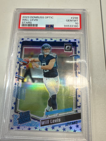 2023 NFL Donruss Optic Will Levis Stars Rated Rookie PSA 10