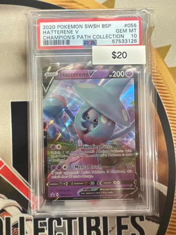 2020 Pokemon SWSH BSP Hatterene V Champions Path Collection SWSH055 PSA 10