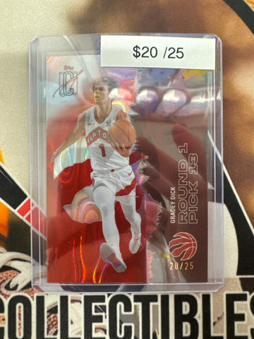 2026 Topps Signature Class NBA Gradey Dick Chrome Red Raywave Refractor /25