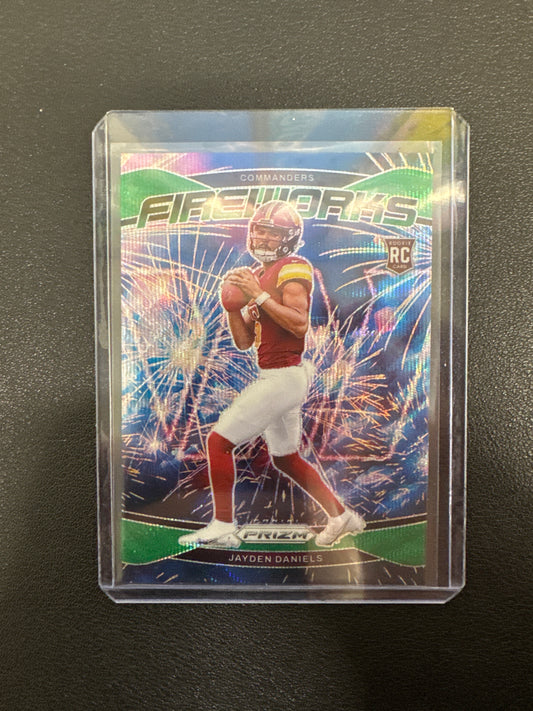 2024 Panini Prizm NFL Jayden Daniels Rookie Fireworks Green Wave